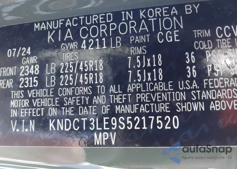 2025 Kia Niro Sx Touring from USA, damaged, VIN KNDCT3LE9S5217520